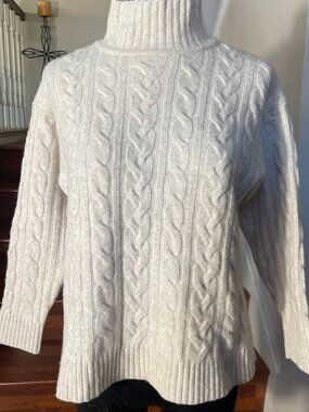 J. Jill Sweater Women's Oatmeal Heather Wool Blend Fisherman Lightweight Medium